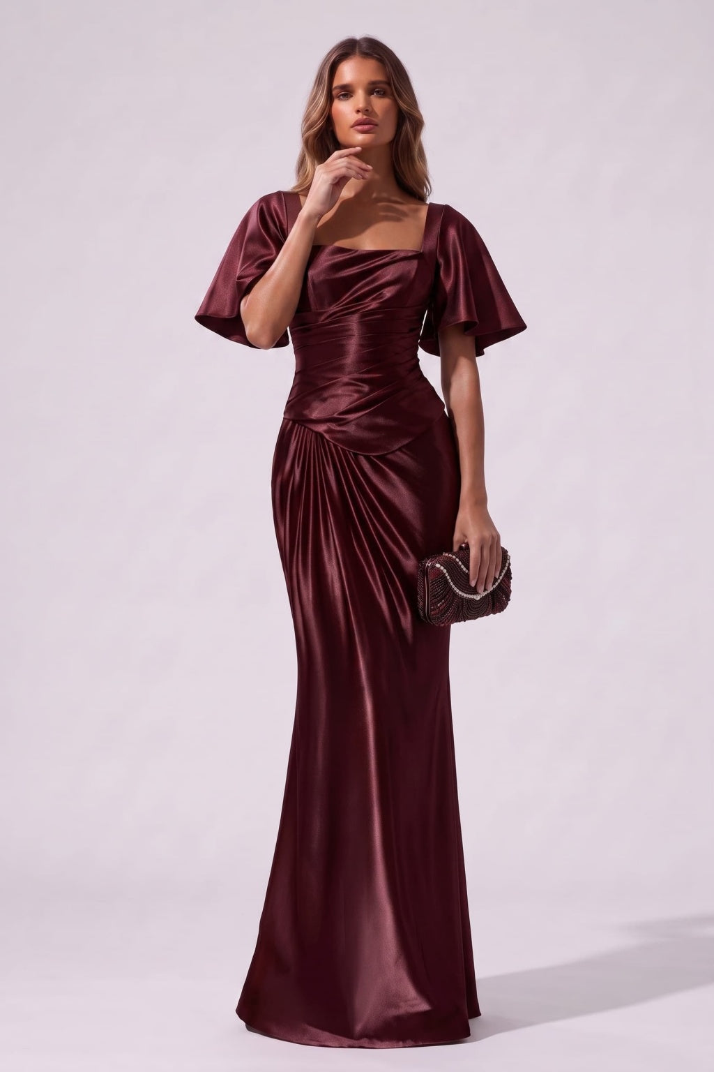 Trumpet-Mermaid Floor Length Stretch Satin Special Occasion Dress CS1077 - Wine - COCOMELODY