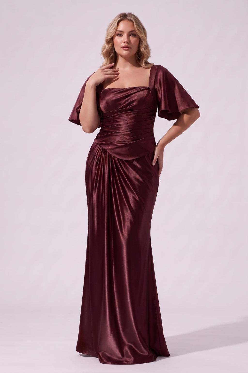 Trumpet-Mermaid Floor Length Stretch Satin Special Occasion Dress CS1077 - Wine - COCOMELODY