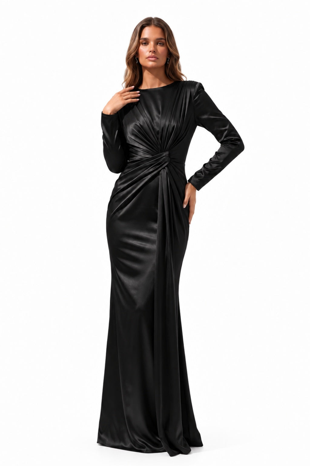 Trumpet-Mermaid Floor Length Stretch Satin Special Occasion Dress CS1078 - Black - COCOMELODY