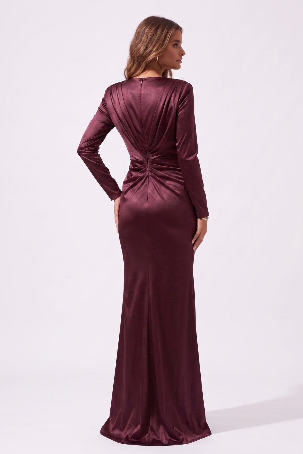 Trumpet-Mermaid Floor Length Stretch Satin Special Occasion Dress CS1078 - Wine - COCOMELODY