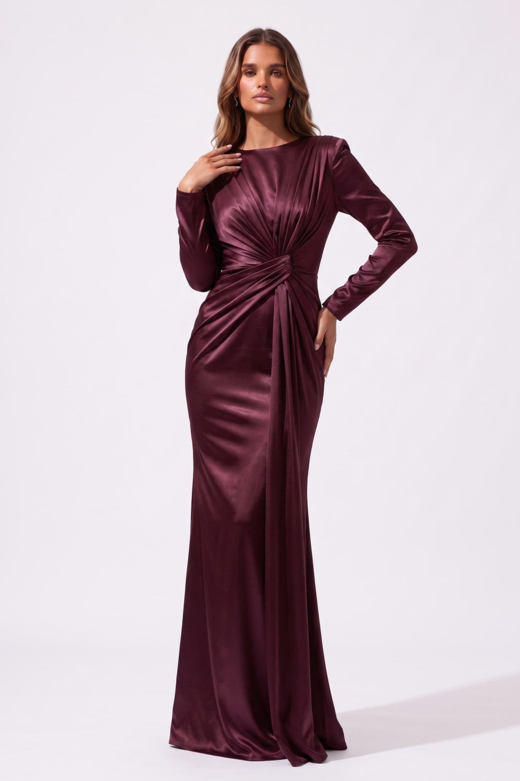 Trumpet-Mermaid Floor Length Stretch Satin Special Occasion Dress CS1078 - Wine - COCOMELODY