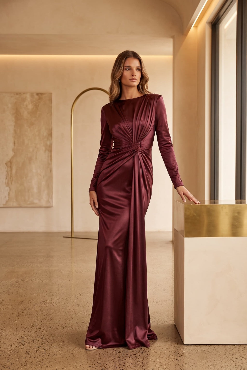 Trumpet-Mermaid Floor Length Stretch Satin Special Occasion Dress CS1078 - Wine - COCOMELODY
