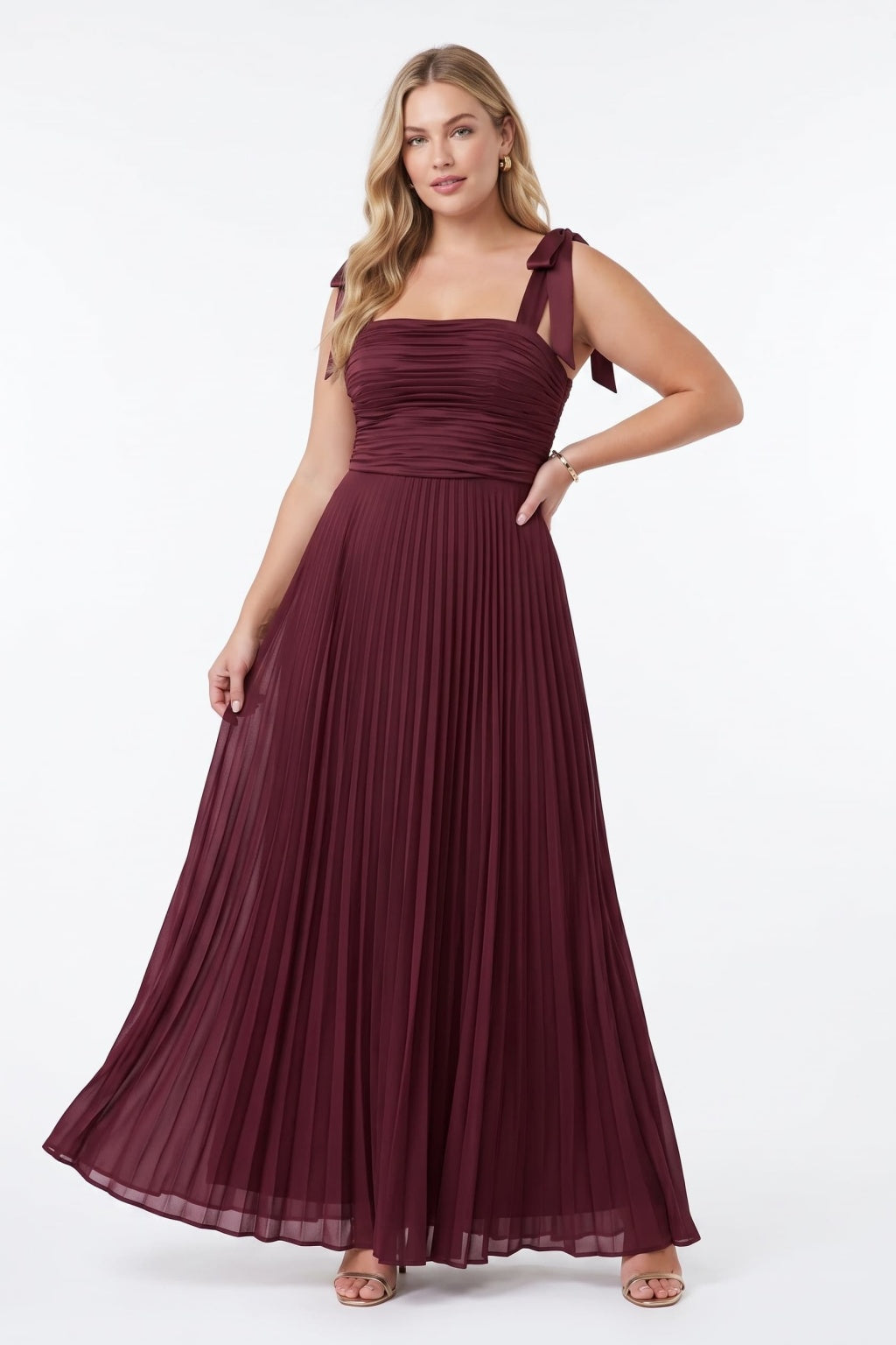 A-Line Floor Length Acetate Satin Chiffon Special Occasion Dress CS1083 - Wine - COCOMELODY
