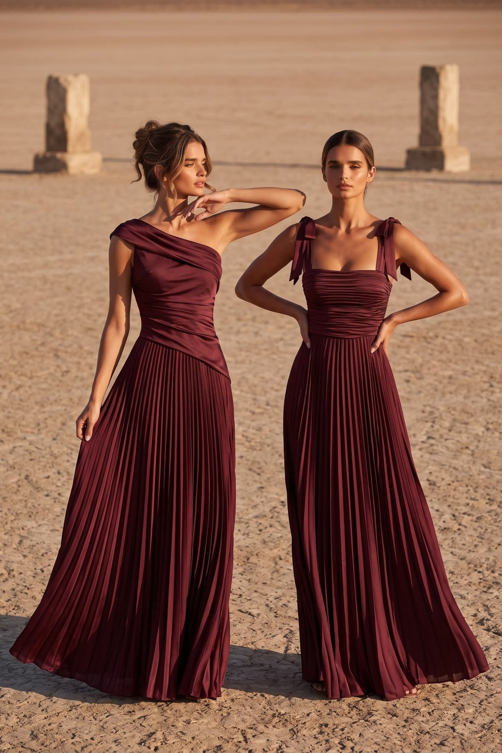 A-Line Floor Length Acetate Satin Chiffon Special Occasion Dress CS1083 - Wine - COCOMELODY