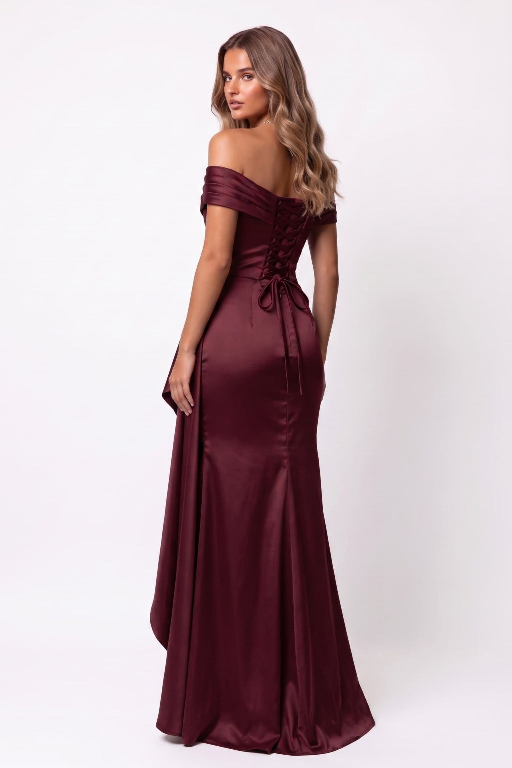 Trumpet-Mermaid Floor Length Stretch Satin Special Occasion Dress CS1087 - Wine - COCOMELODY