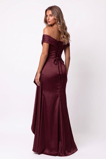 Trumpet-Mermaid Floor Length Stretch Satin Special Occasion Dress CS1087 - Wine - COCOMELODY