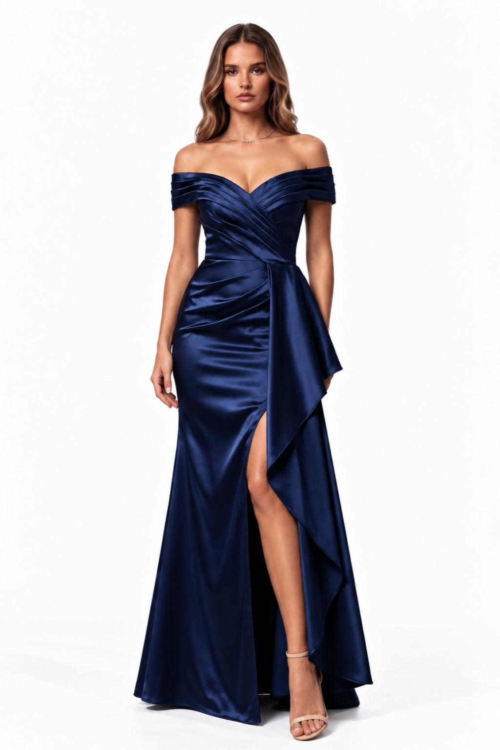 Trumpet-Mermaid Floor Length Stretch Satin Special Occasion Dress CS1087 - Dark Navy - COCOMELODY