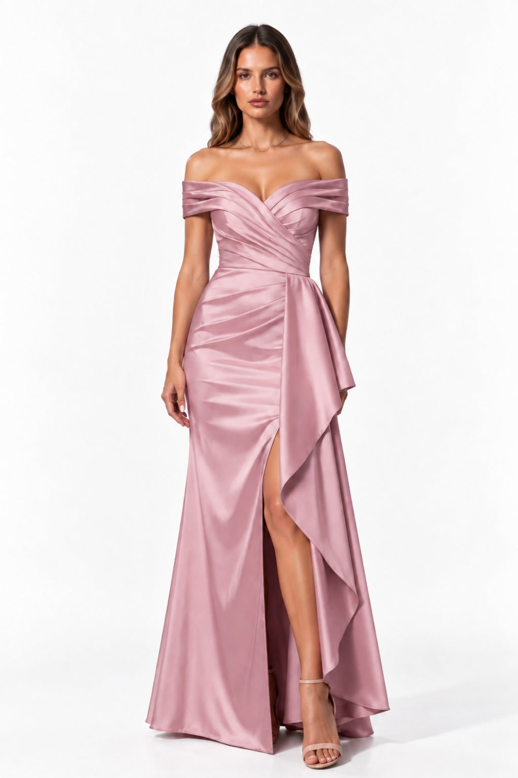 Trumpet-Mermaid Floor Length Stretch Satin Special Occasion Dress CS1087 - Dusty Rose - COCOMELODY