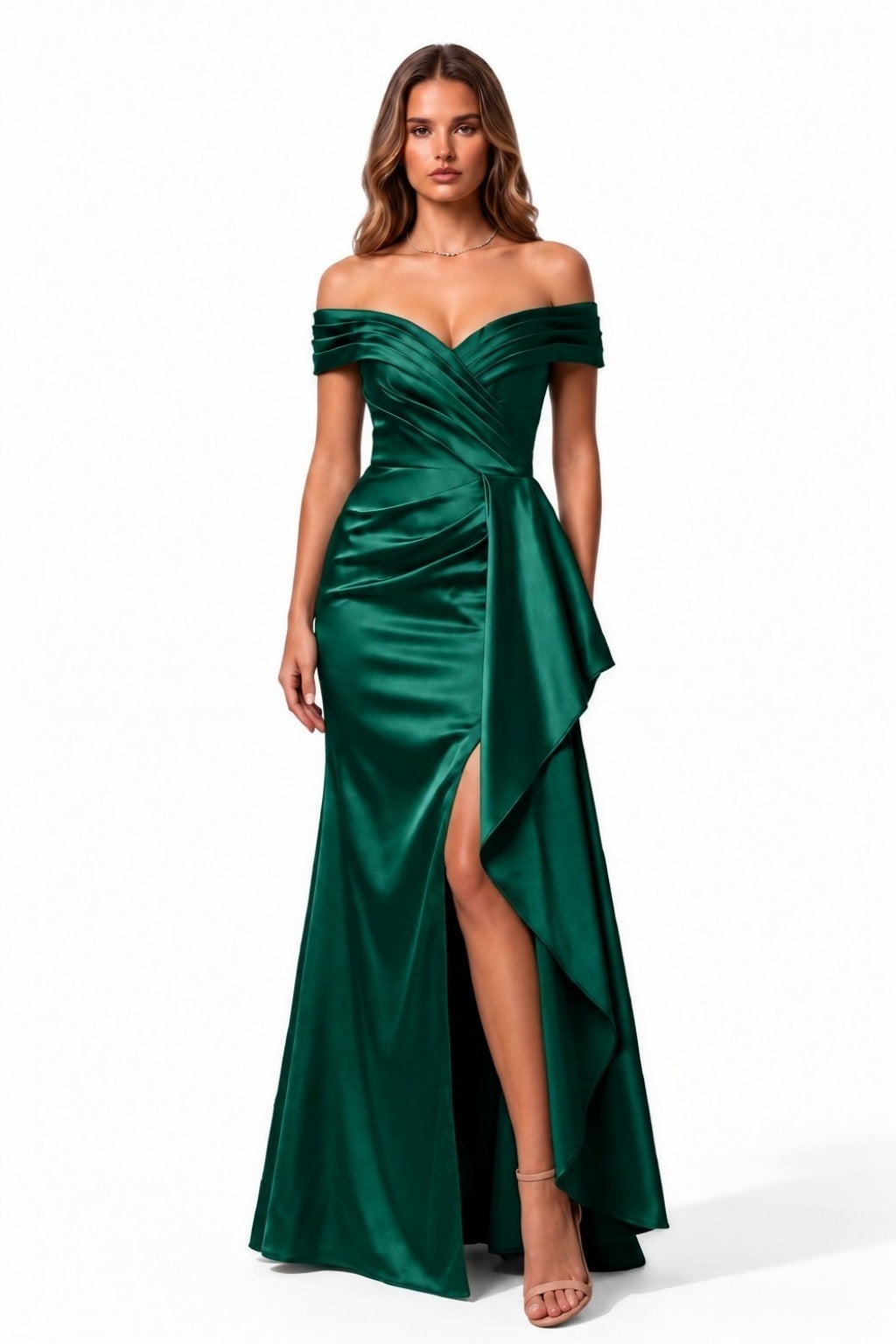 Trumpet-Mermaid Floor Length Stretch Satin Special Occasion Dress CS1087 - Hunter Green - COCOMELODY