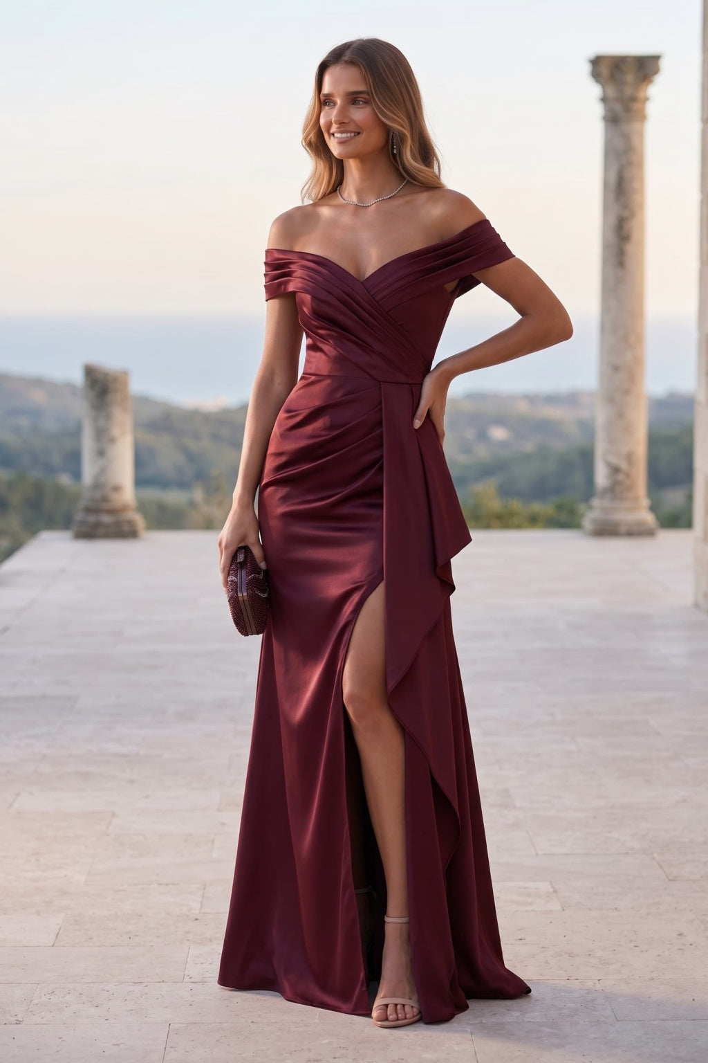 Trumpet-Mermaid Floor Length Stretch Satin Special Occasion Dress CS1087 - Wine - COCOMELODY