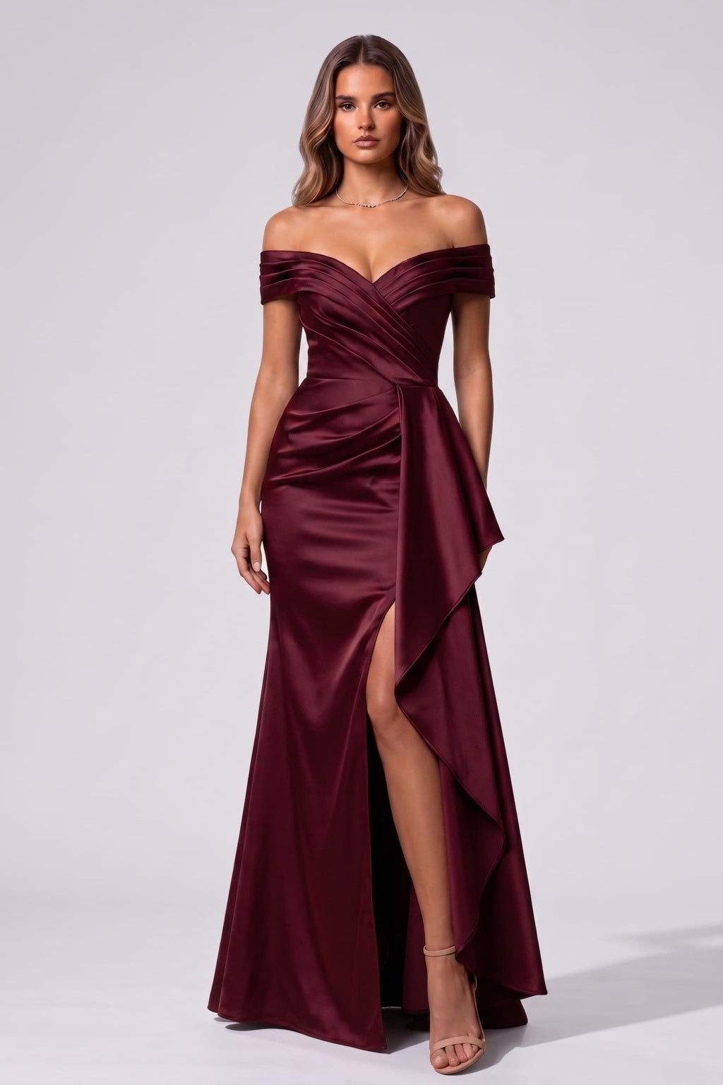 Trumpet-Mermaid Floor Length Stretch Satin Special Occasion Dress CS1087 - Wine - COCOMELODY