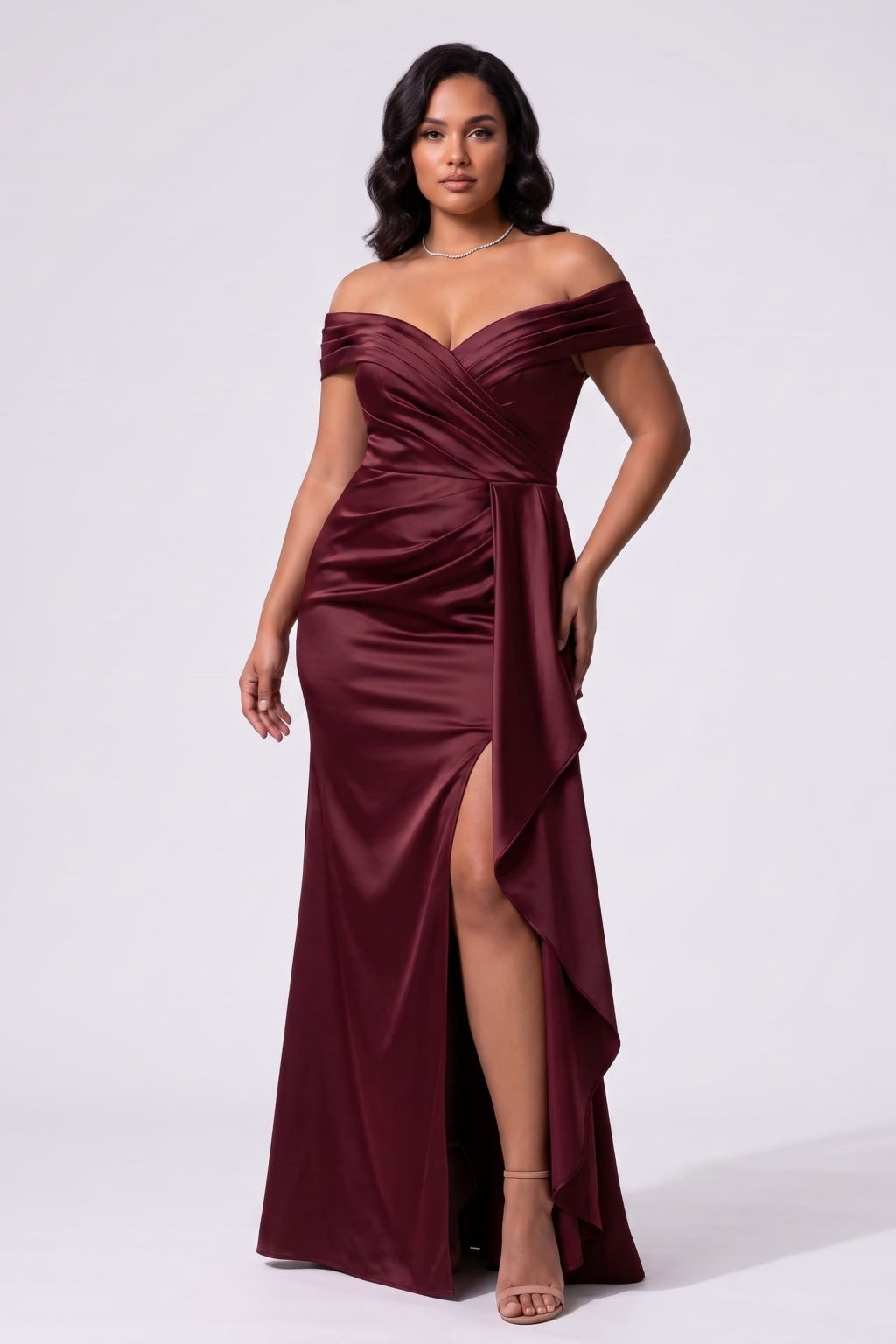 Trumpet-Mermaid Floor Length Stretch Satin Special Occasion Dress CS1087 - Wine - COCOMELODY