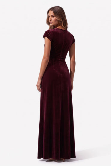 Sheath-Column Floor Length Velvet Special Occasion Dress CS1088 - Wine - COCOMELODY