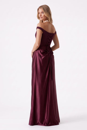 Sheath Floor Length Elastic Cloth Acetate Satin Special Occasion Dress CS1091 - Wine - COCOMELODY
