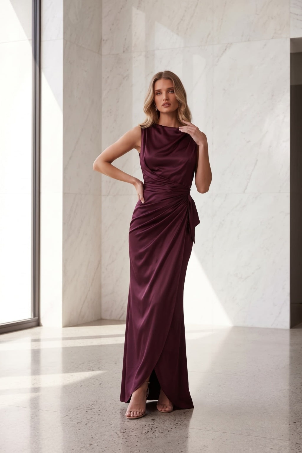 Sheath-Column Floor Length Acetate Satin Special Occasion Dress CS1092