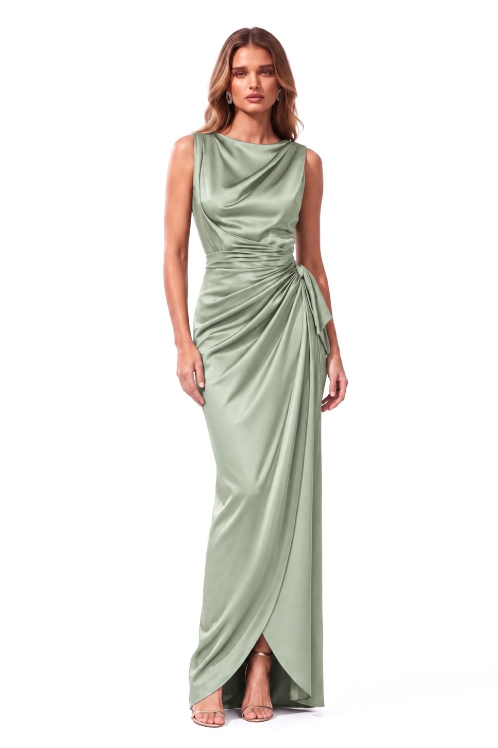 Sheath-Column Floor Length Acetate Satin Special Occasion Dress CS1092