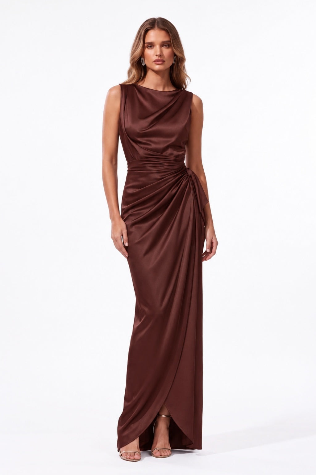 Sheath-Column Floor Length Acetate Satin Special Occasion Dress CS1092