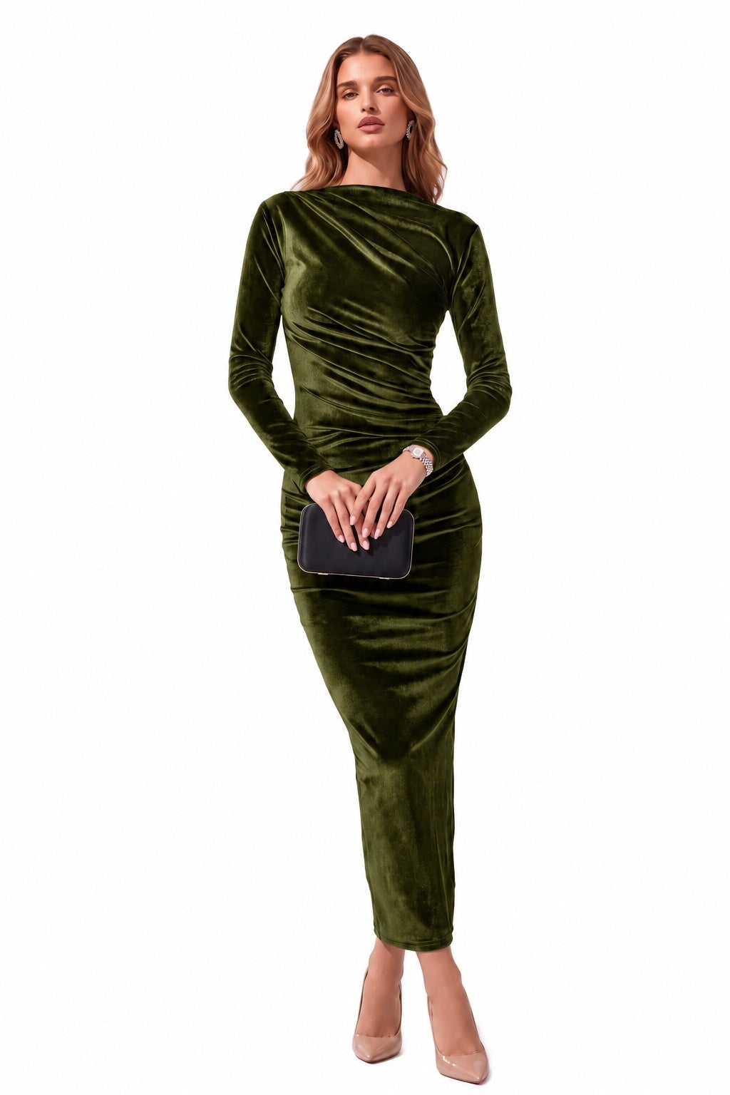 Sheath-Column Ankle Length Velvet Special Occasion Dress CS1093
