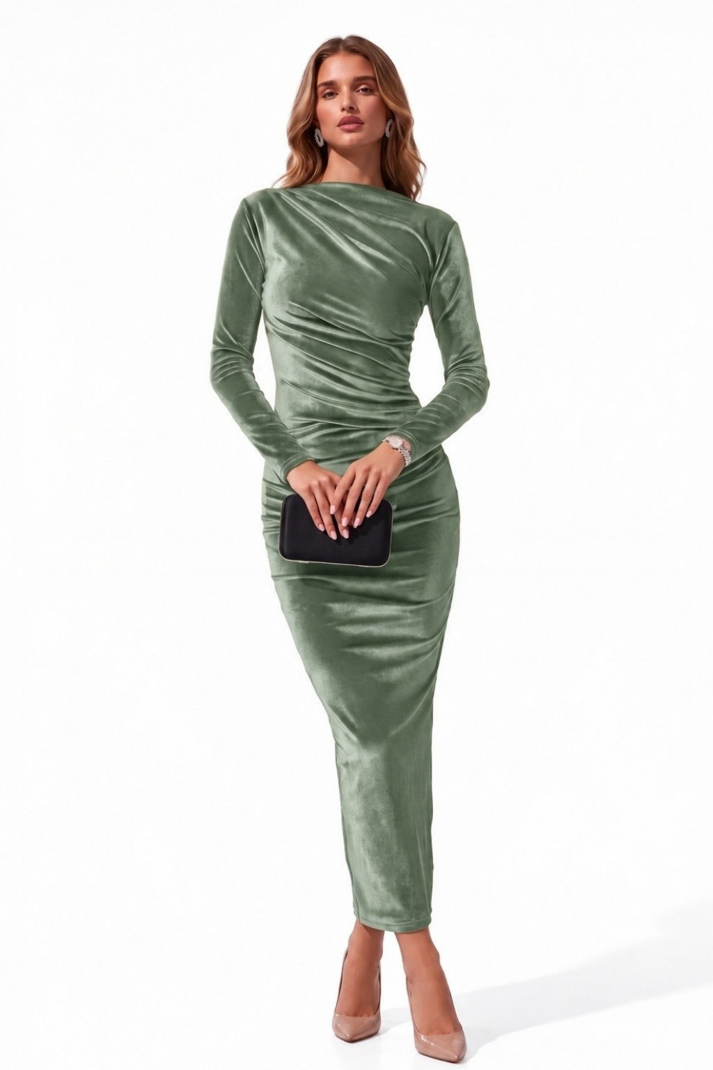 Sheath-Column Ankle Length Velvet Special Occasion Dress CS1093