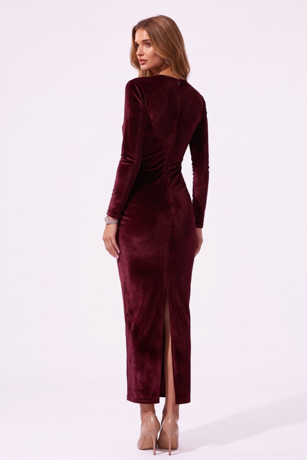 Sheath-Column Ankle Length Velvet Special Occasion Dress CS1093
