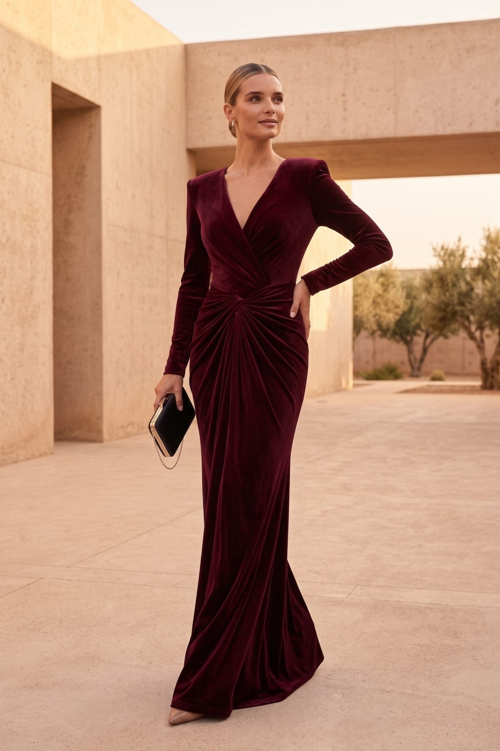 Trumpet-Mermaid Floor Length Velvet Special Occasion Dress CS1094