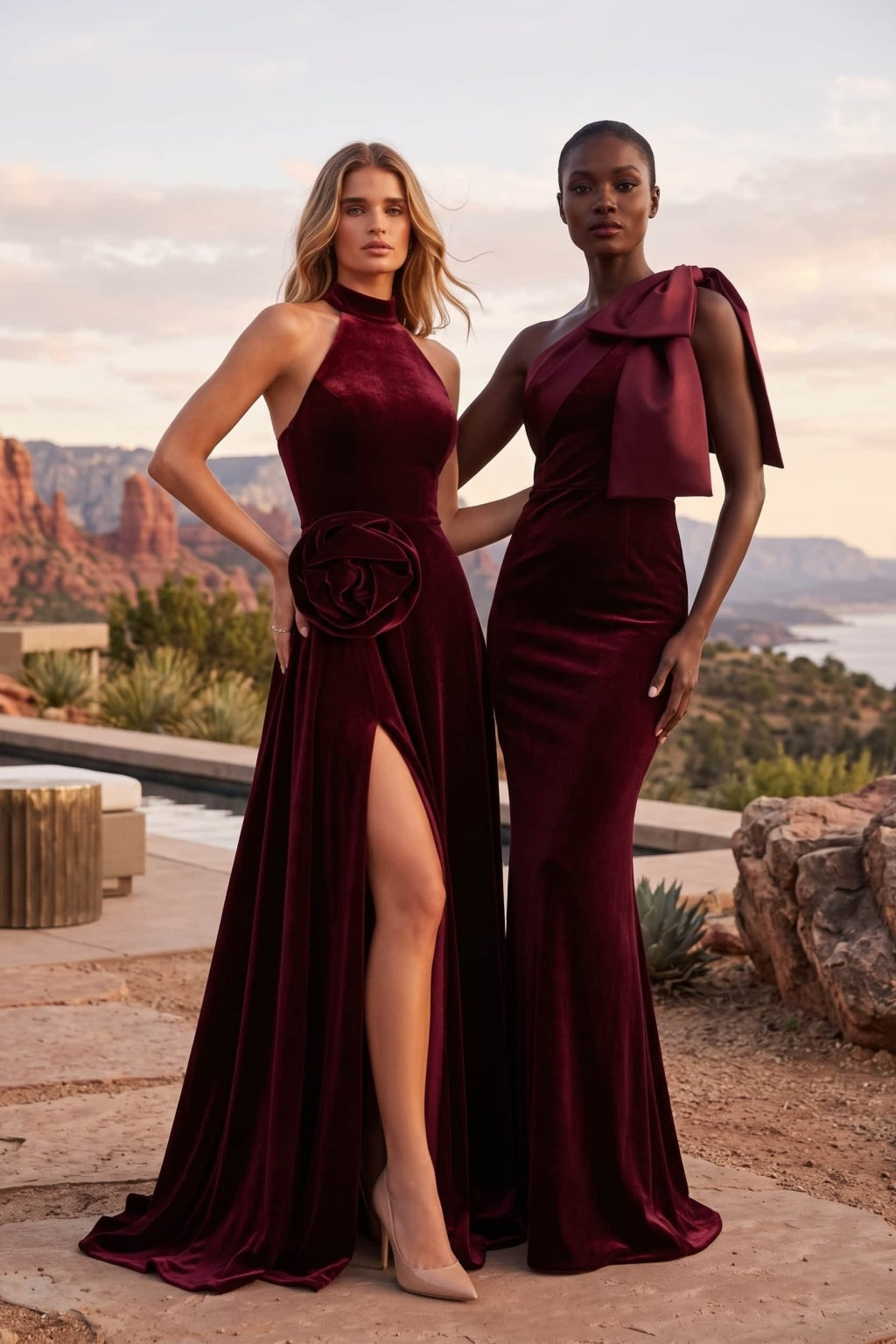 A-Line Floor Length Velvet Special Occasion Dress CS1095