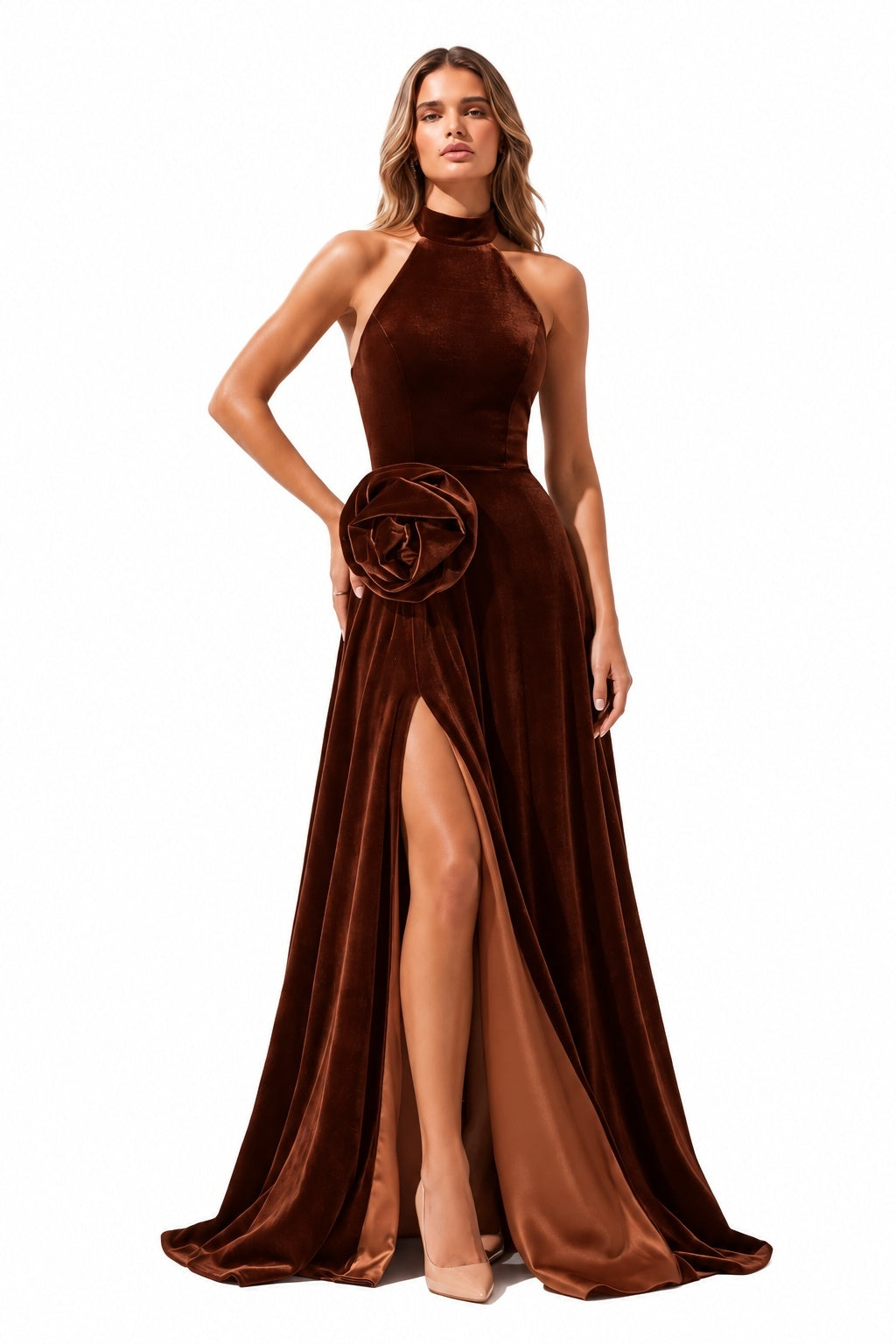 A-Line Floor Length Velvet Special Occasion Dress CS1095