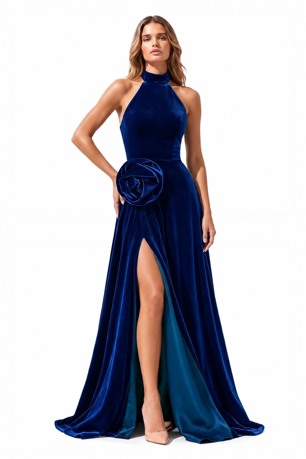 A-Line Floor Length Velvet Special Occasion Dress CS1095