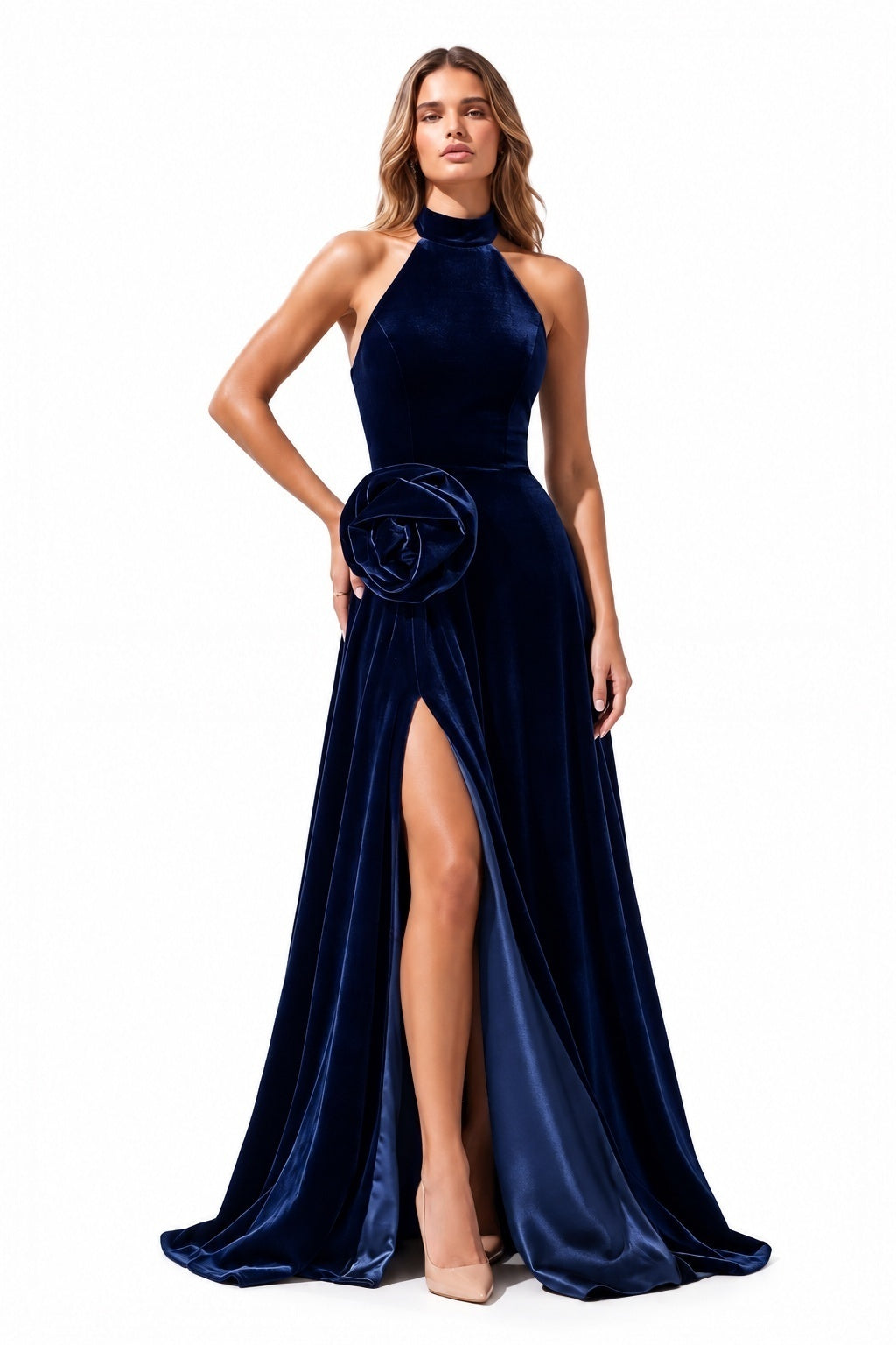 A-Line Floor Length Velvet Special Occasion Dress CS1095