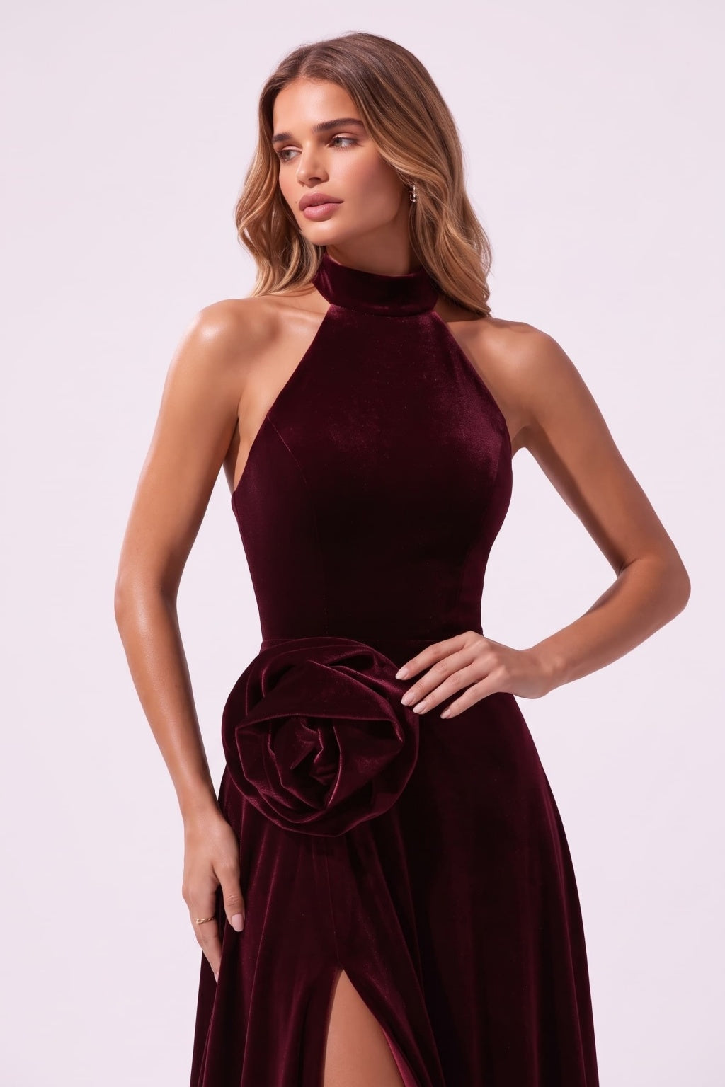 A-Line Floor Length Velvet Special Occasion Dress CS1095