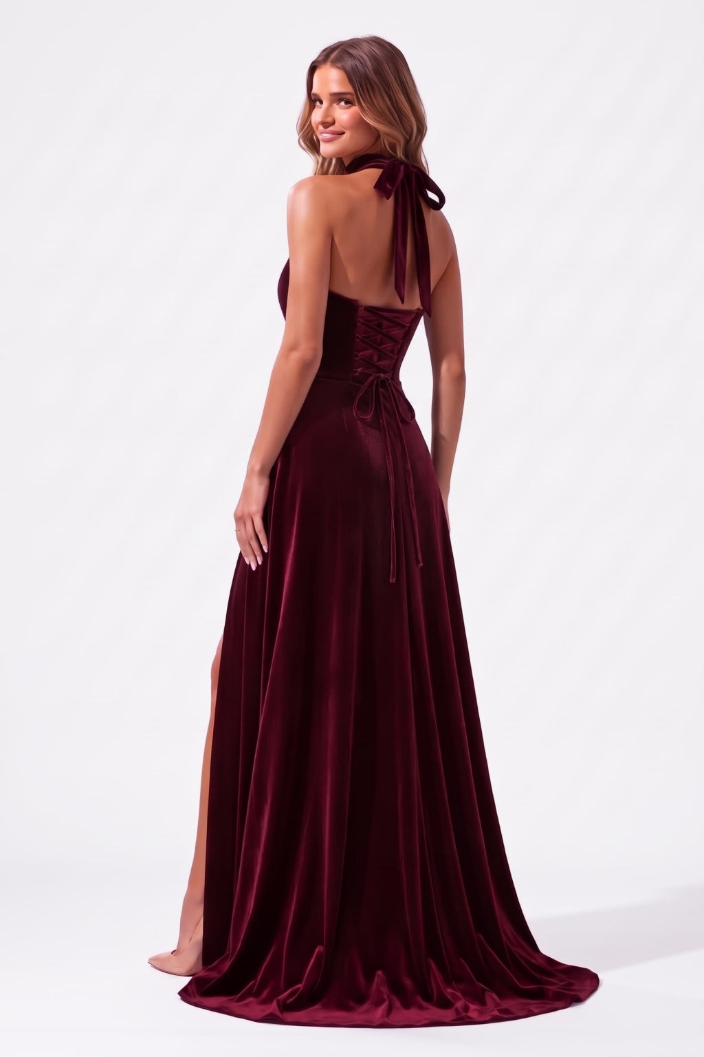 A-Line Floor Length Velvet Special Occasion Dress CS1095