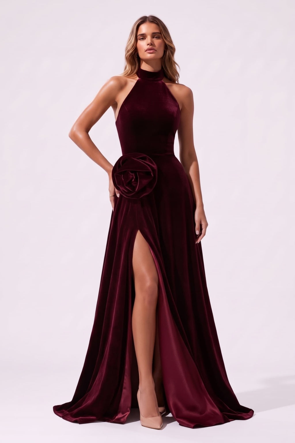 A-Line Floor Length Velvet Special Occasion Dress CS1095