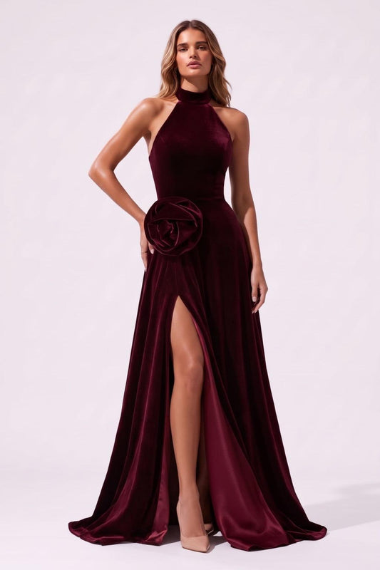 A-Line Floor Length Velvet Special Occasion Dress CS1095