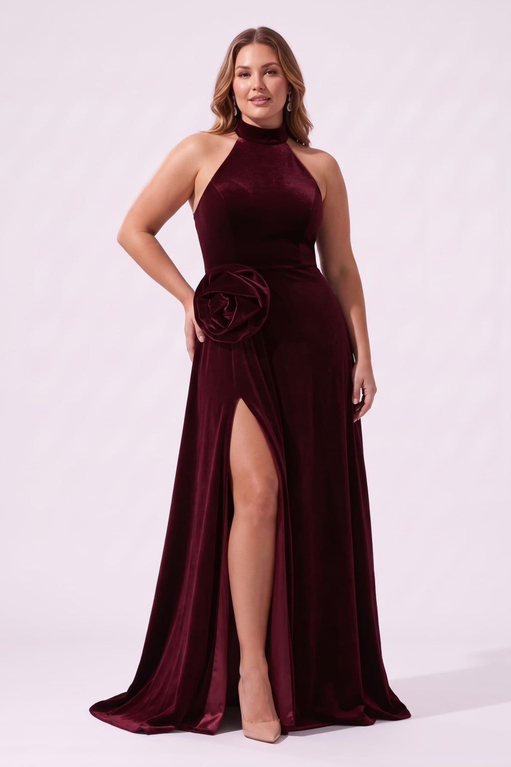 A-Line Floor Length Velvet Special Occasion Dress CS1095