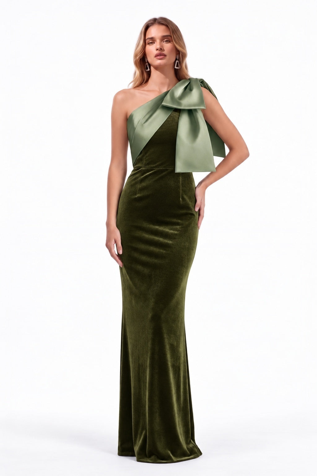 Sheath-Column Floor Length Velvet Satin Special Occasion Dress CS1096