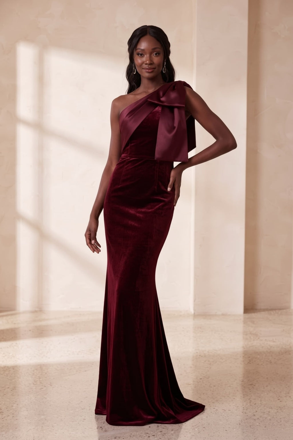 Sheath-Column Floor Length Velvet Satin Special Occasion Dress CS1096