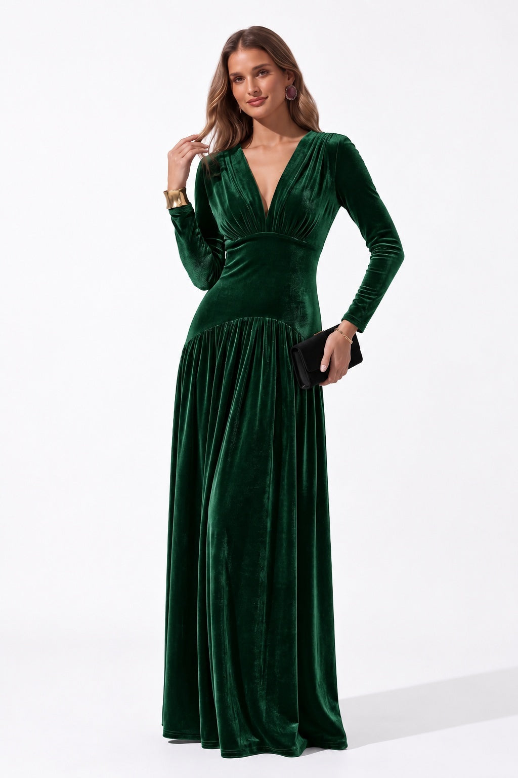 A-Line Floor Length Velvet Special Occasion Dress CS1097