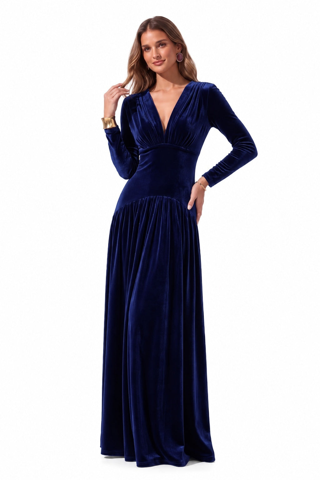A-Line Floor Length Velvet Special Occasion Dress CS1097