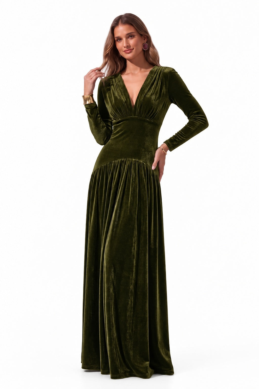 A-Line Floor Length Velvet Special Occasion Dress CS1097