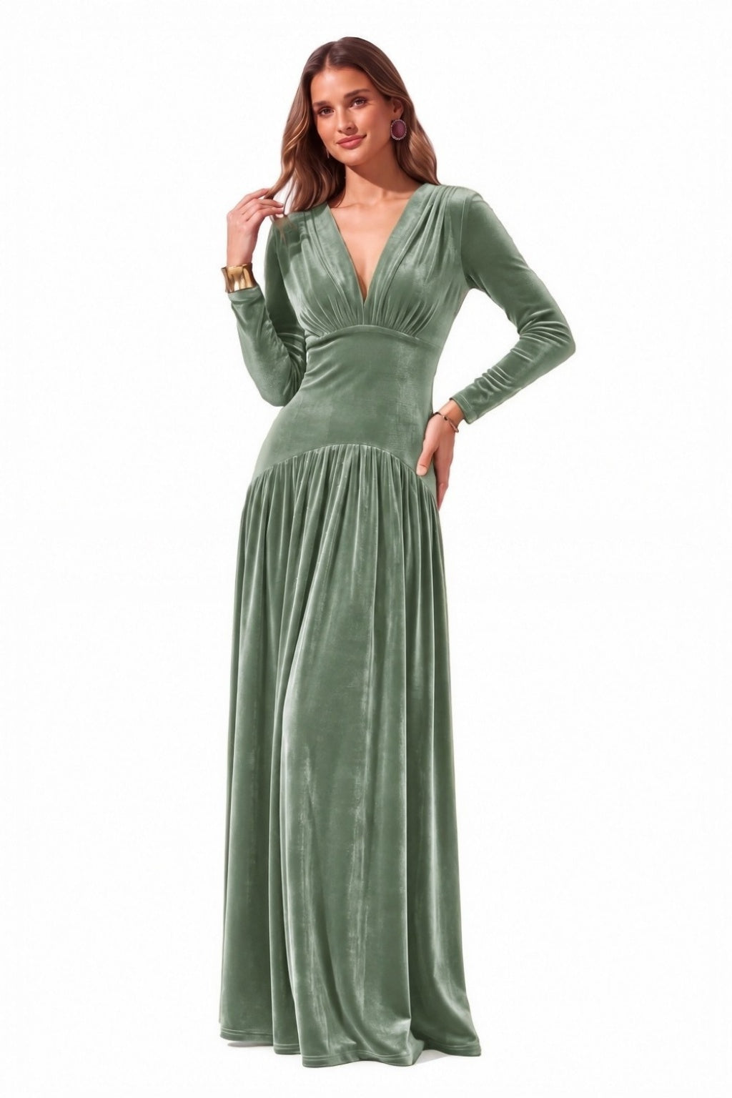 A-Line Floor Length Velvet Special Occasion Dress CS1097