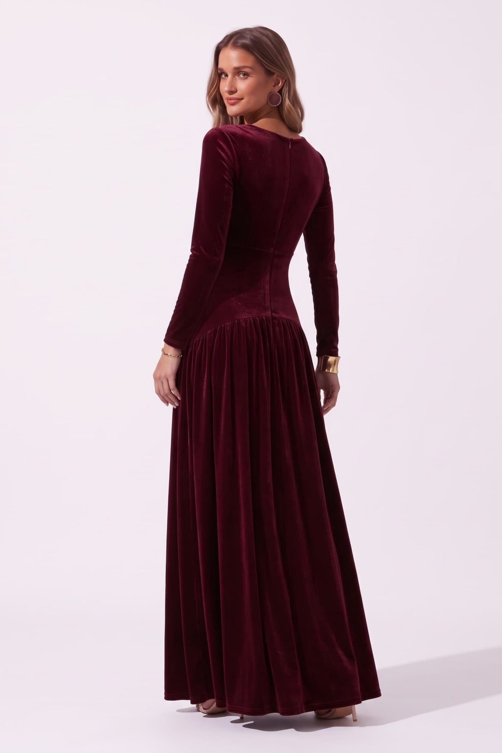 A-Line Floor Length Velvet Special Occasion Dress CS1097