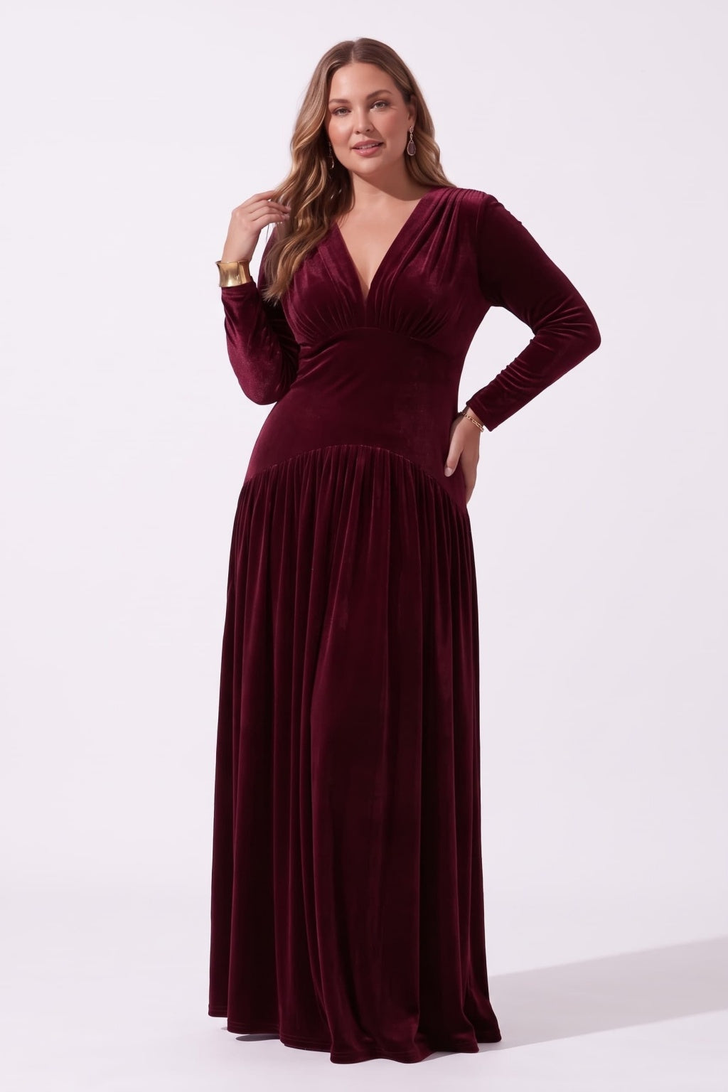 A-Line Floor Length Velvet Special Occasion Dress CS1097