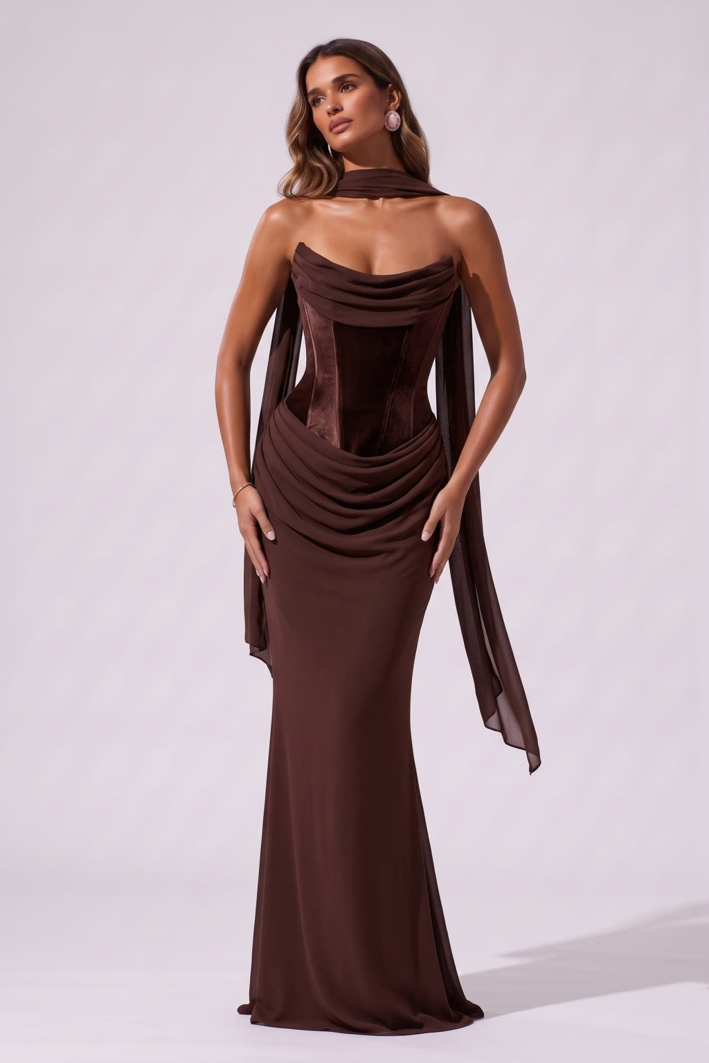 Trumpet-Mermaid Floor Length Velvet Chiffon Special Occasion Dress CS1098