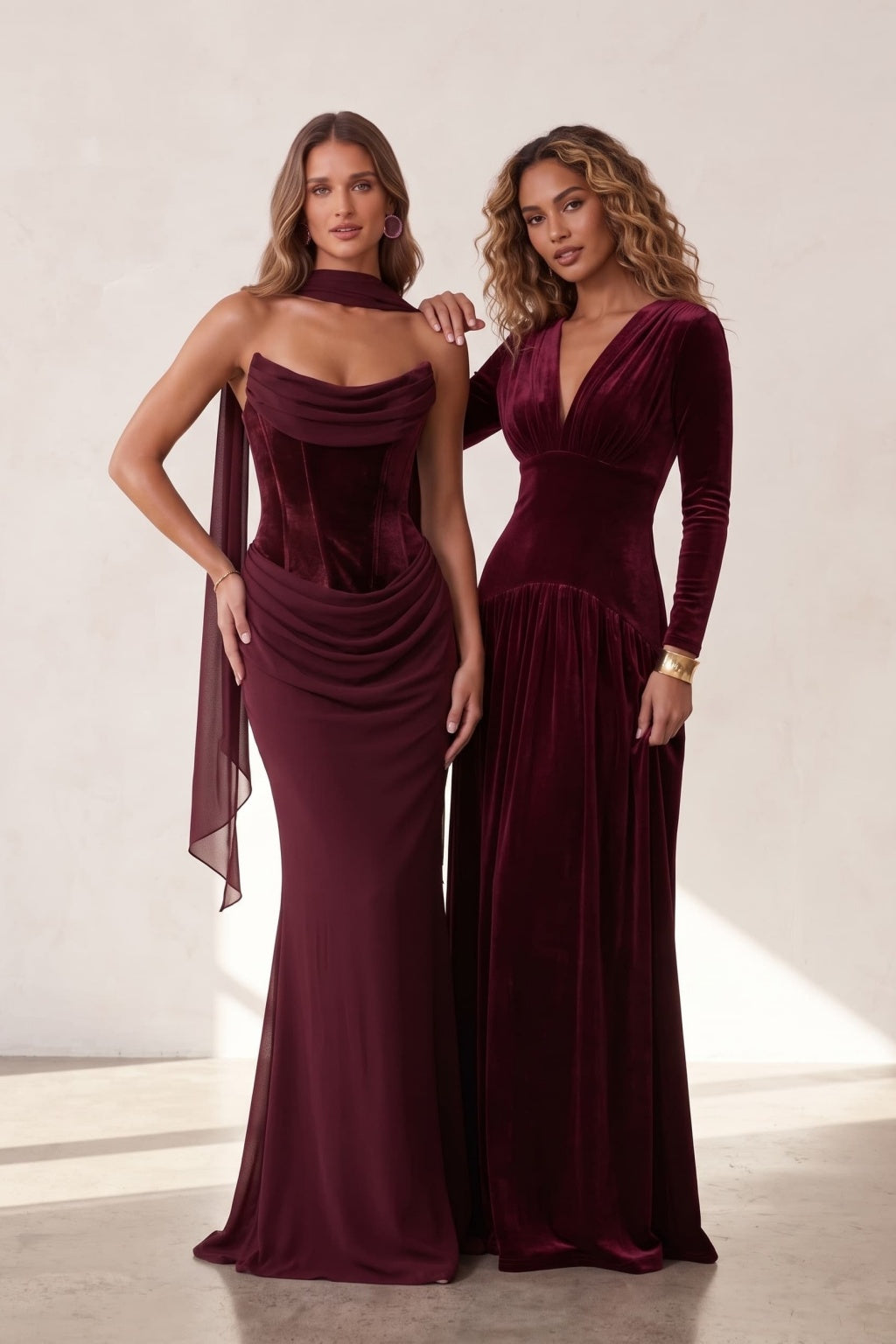 A-Line Floor Length Velvet Special Occasion Dress CS1097