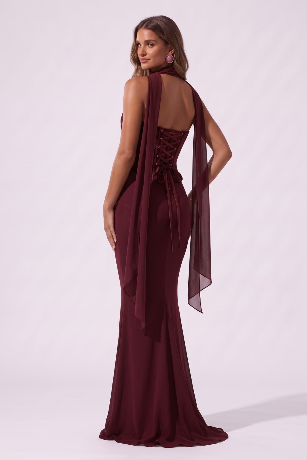 Trumpet-Mermaid Floor Length Velvet Chiffon Special Occasion Dress CS1098