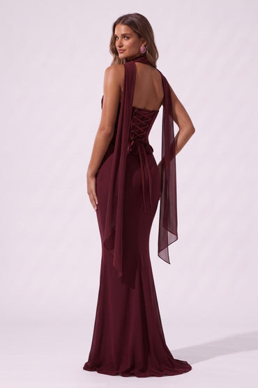 Trumpet-Mermaid Floor Length Velvet Chiffon Special Occasion Dress CS1098