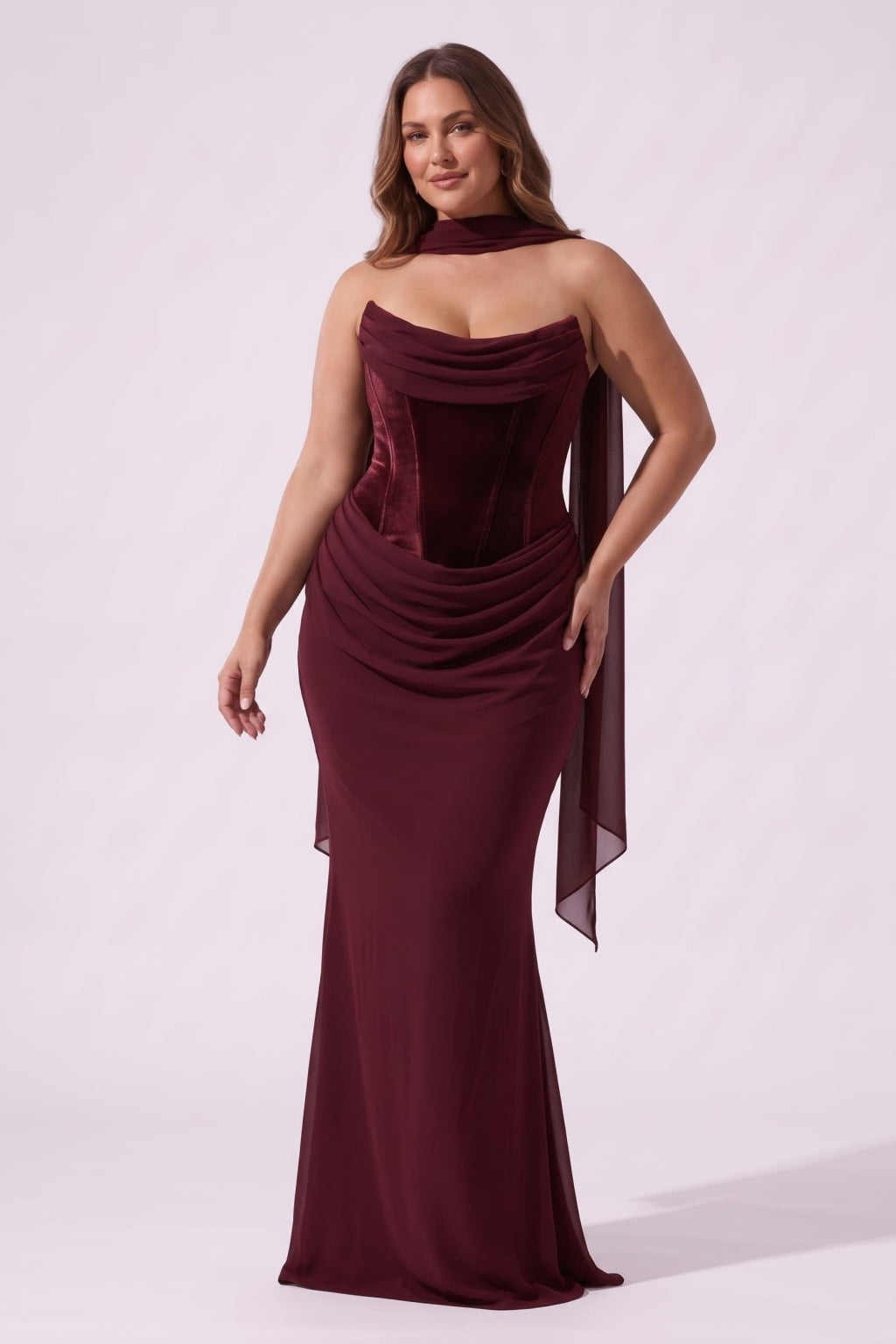 Trumpet-Mermaid Floor Length Velvet Chiffon Special Occasion Dress CS1098