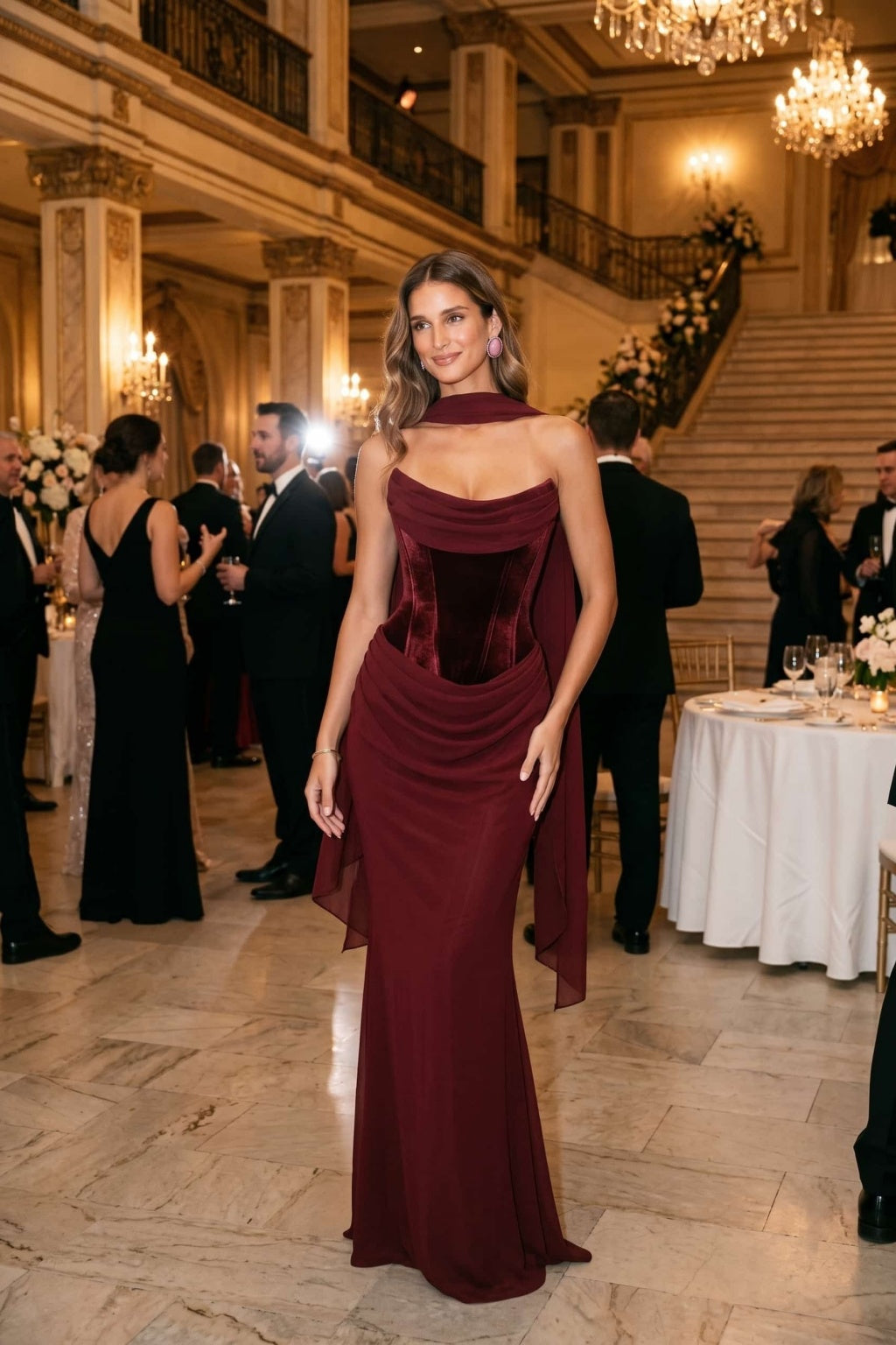 Trumpet-Mermaid Floor Length Velvet Chiffon Special Occasion Dress CS1098