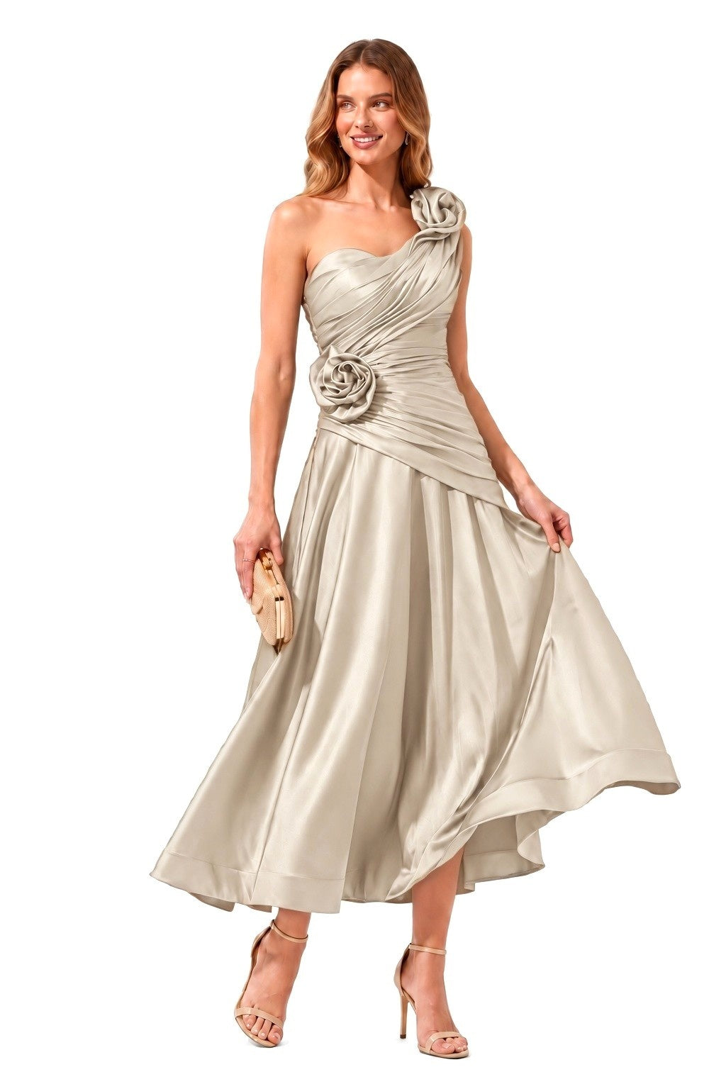 A-Line Ankle Length Satin Special Occasion Dress CS1099