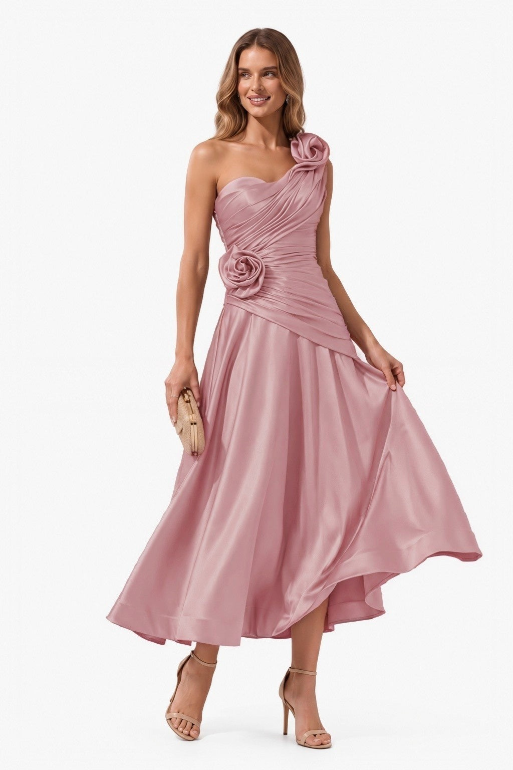 A-Line Ankle Length Satin Special Occasion Dress CS1099